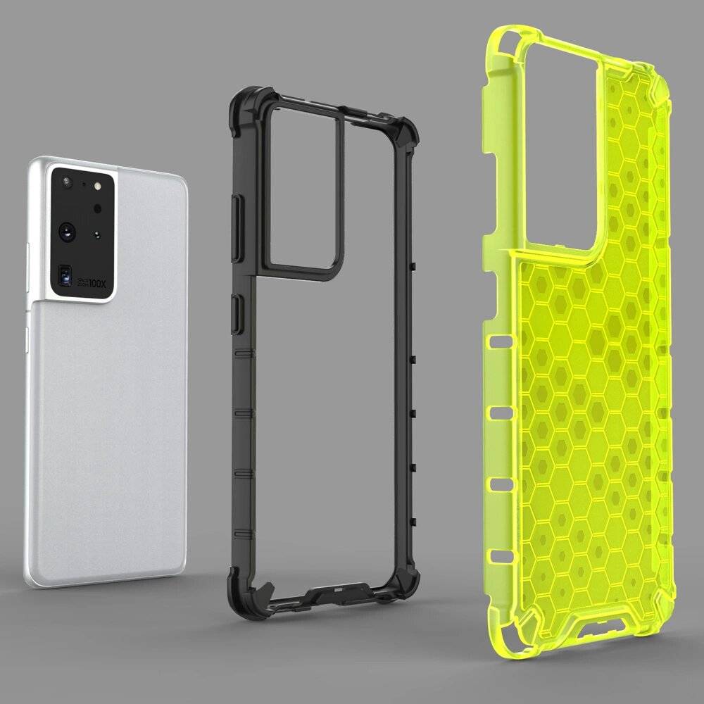 Gepanzerte Hülle Wabenstruktur Gelrahmen Samsung Galaxy S22 Ultra blau