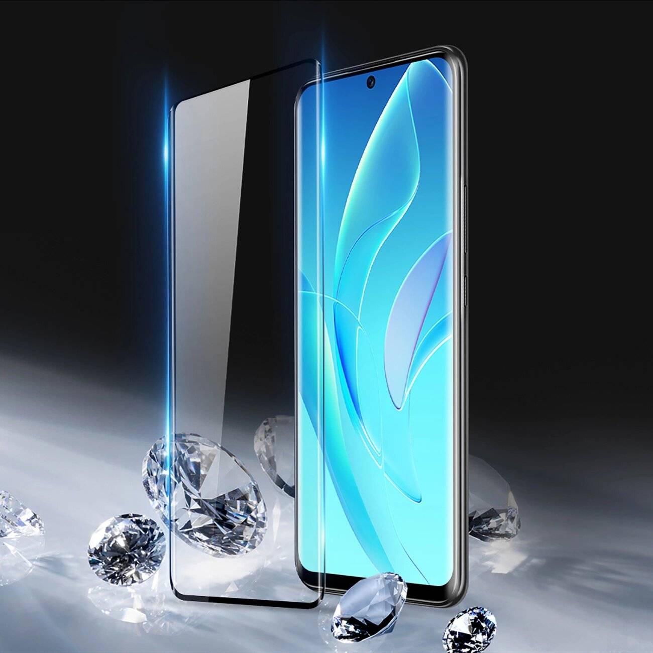 Dux Ducis Curved Glass Gehärtetes Glas Honor 60 Pro schwarzem Rahmen