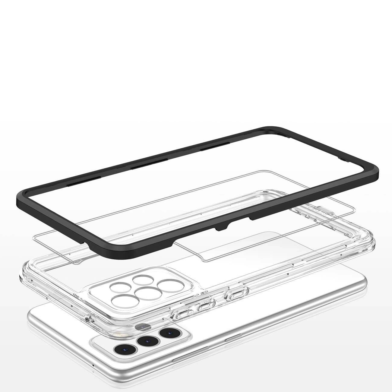 Klare 3in1 Hülle Samsung Galaxy A73 Frame Cover Gel Schwarz
