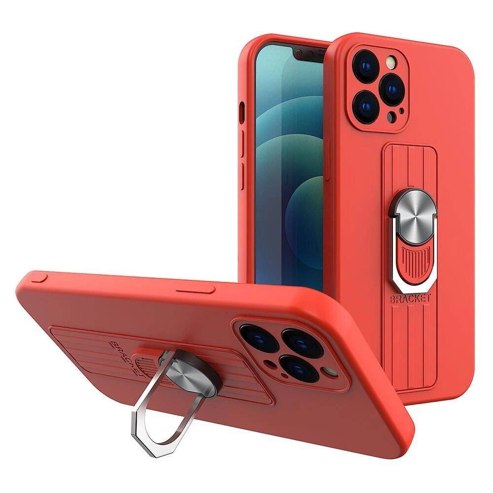 Ring Case Silikonhülle Fingerhalter Ständer Xiaomi Redmi Note 11 Pro rot
