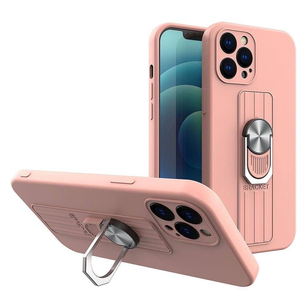 Ring Case Silikonhülle Fingerhalter Ständer Xiaomi Redmi Note 11 Pro pink