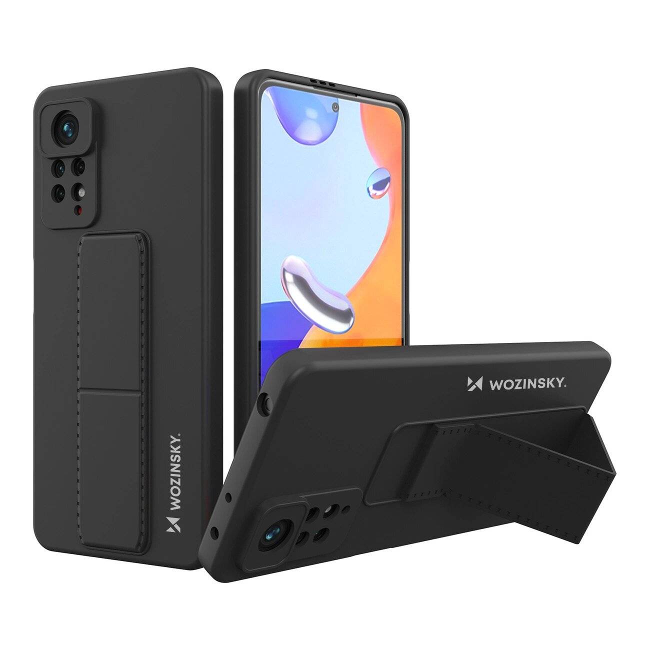 Wozinsky Kickstand Case Silikon Ständer Cover Xiaomi Redmi Note 11 Pro schwarz