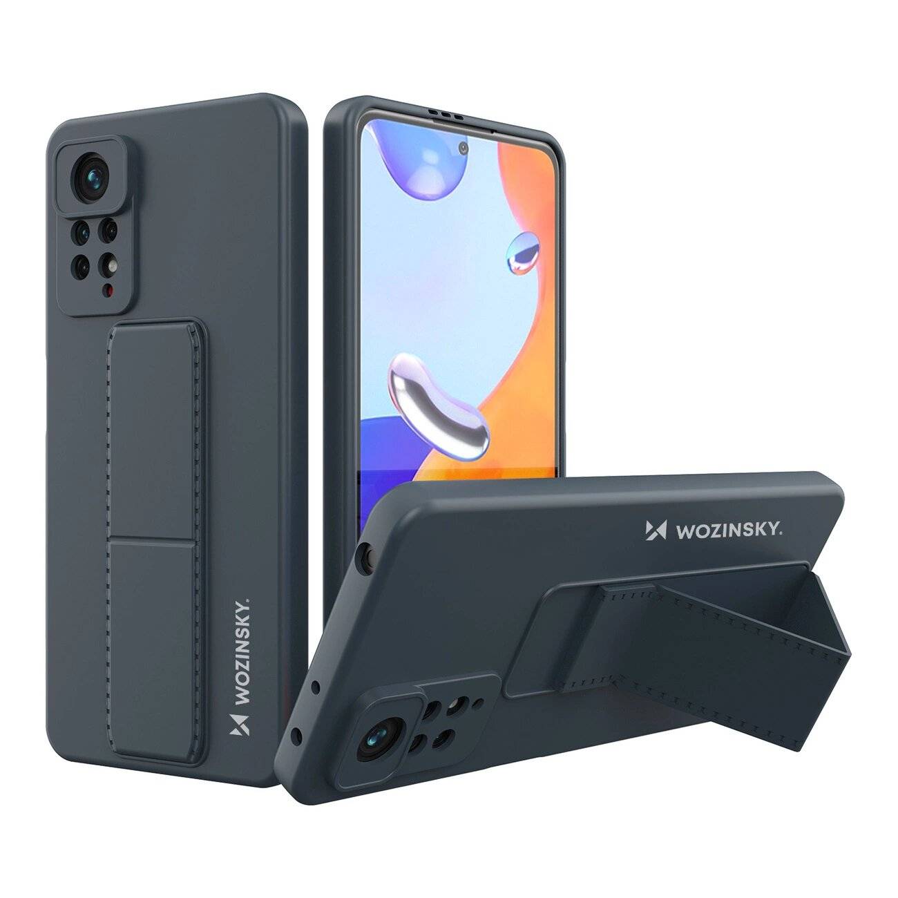 Wozinsky Kickstand Case Silikon Stand Cover Xiaomi Redmi Note 11 Pro marineblau
