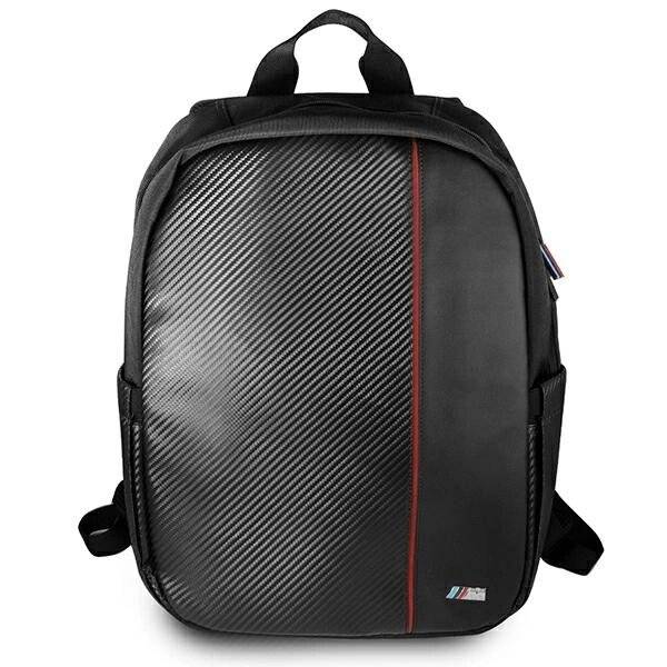 BMW Carbon Red Stripe Rucksack einen 16-Zoll-Laptop – Schwarz
