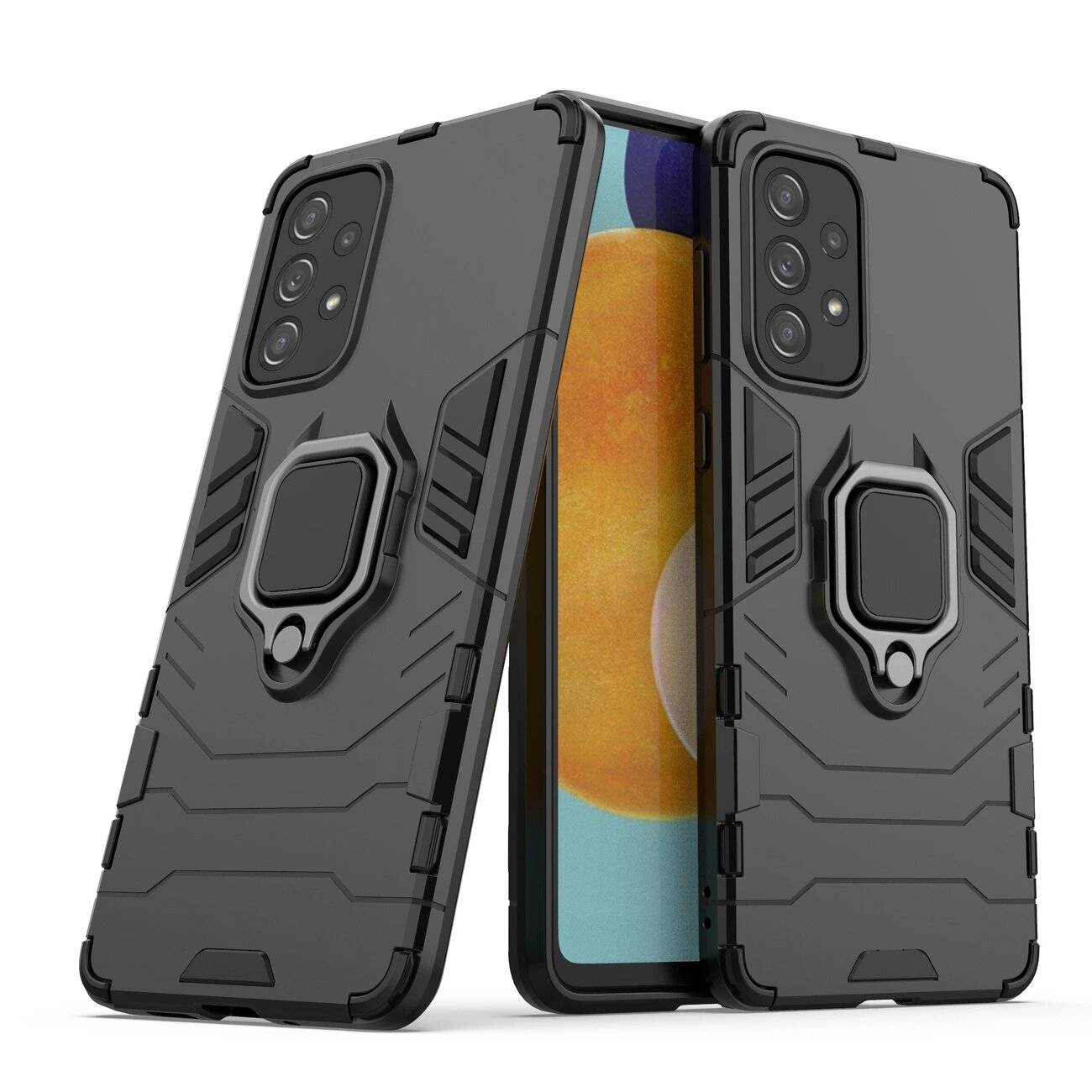 Ring Armor Tough Hybrid Case Cover + Magnethalter Samsung Galaxy A73 schwarz