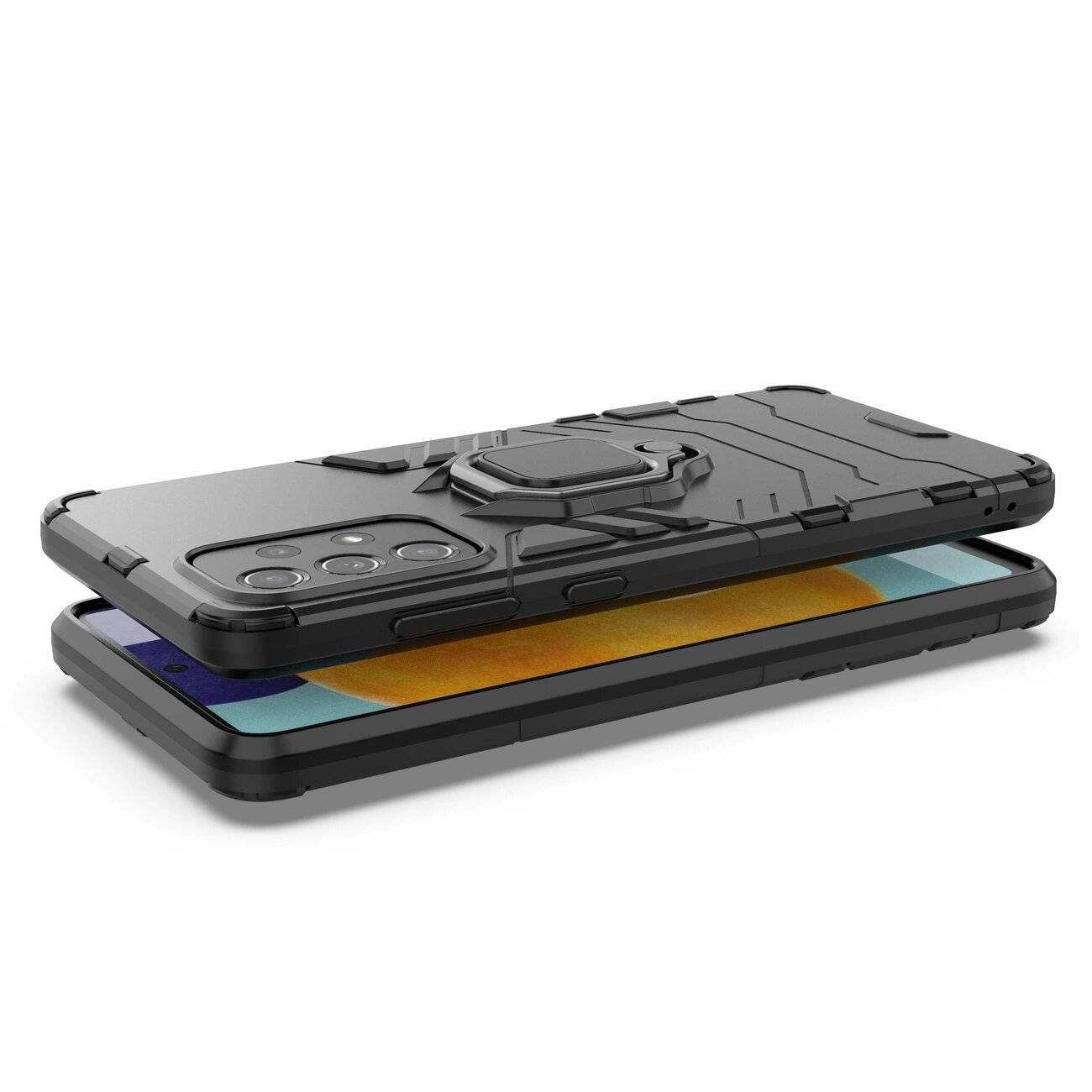 Ring Armor Tough Hybrid Case Cover + Magnethalter Samsung Galaxy A73 schwarz