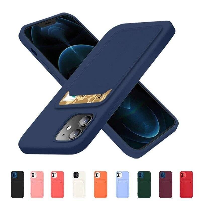Card Case Silikonhülle Wallet Kartenfach Samsung Galaxy S22+ S22 Plus schwarz