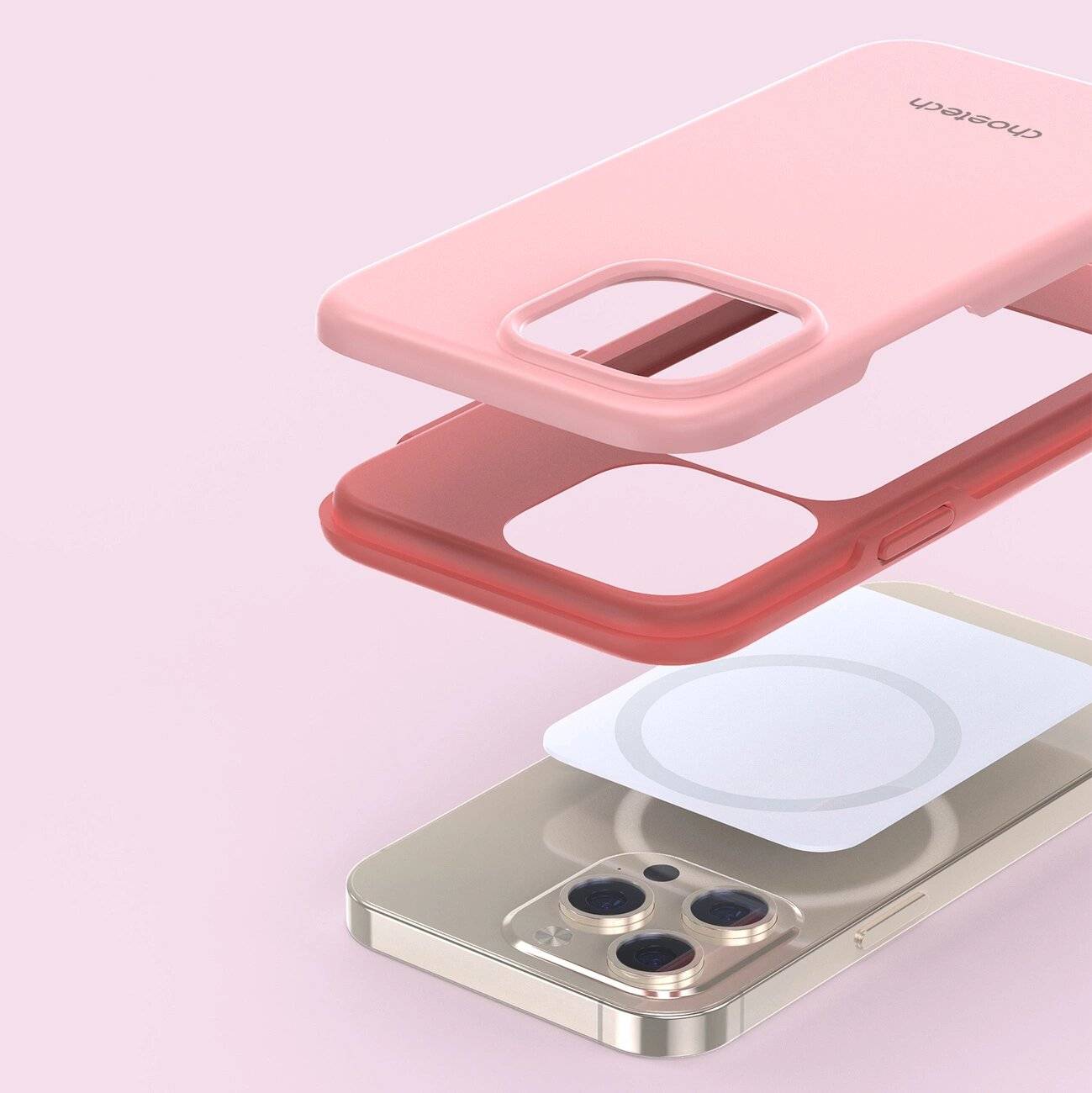 Choetech MFM Anti-Drop Case für iPhone 13 Pro Max, Pink, MagSafe zertifiziert
