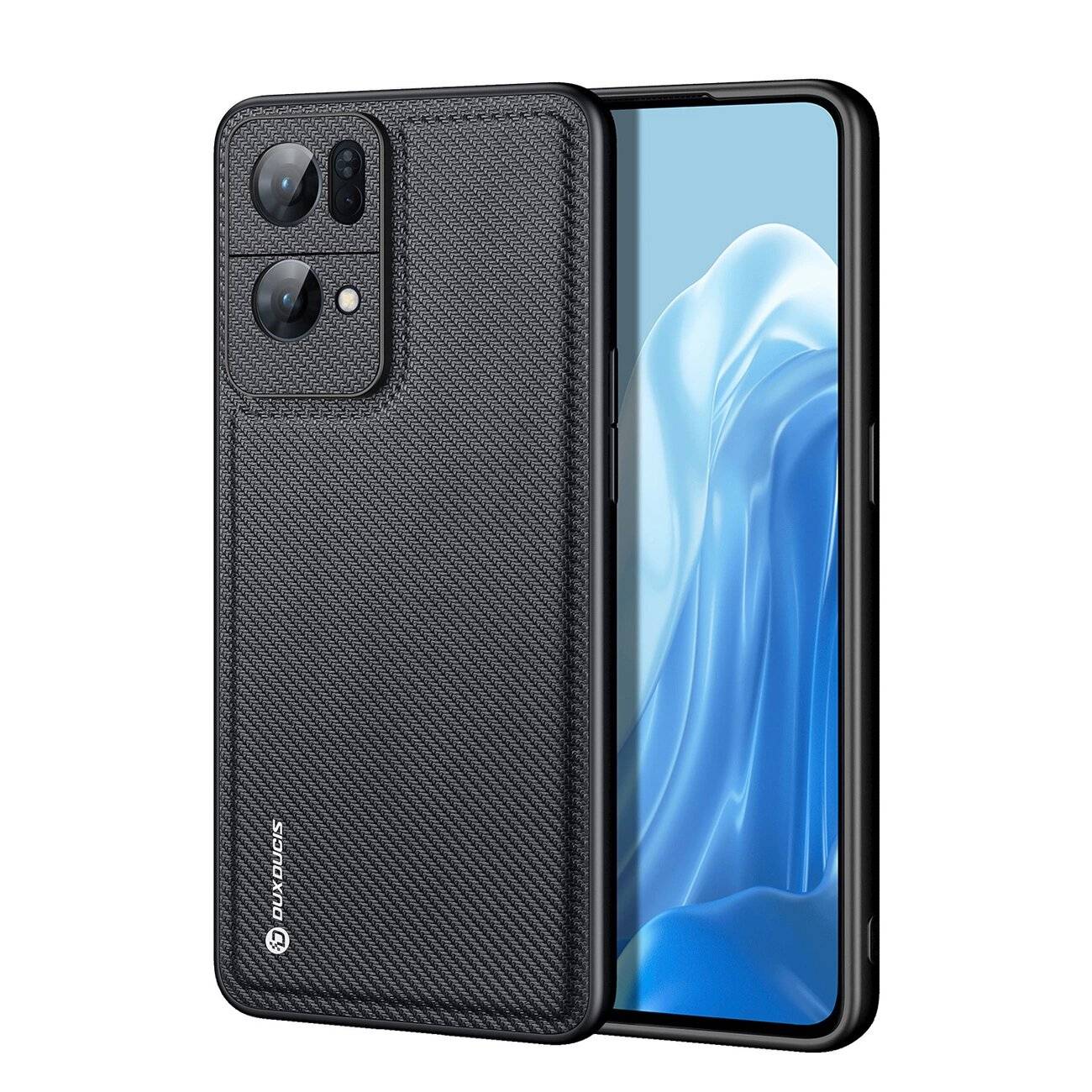 Dux Ducis Fino Hülle Nylonmaterial bezogen Oppo Reno7 Pro 5G schwarz
