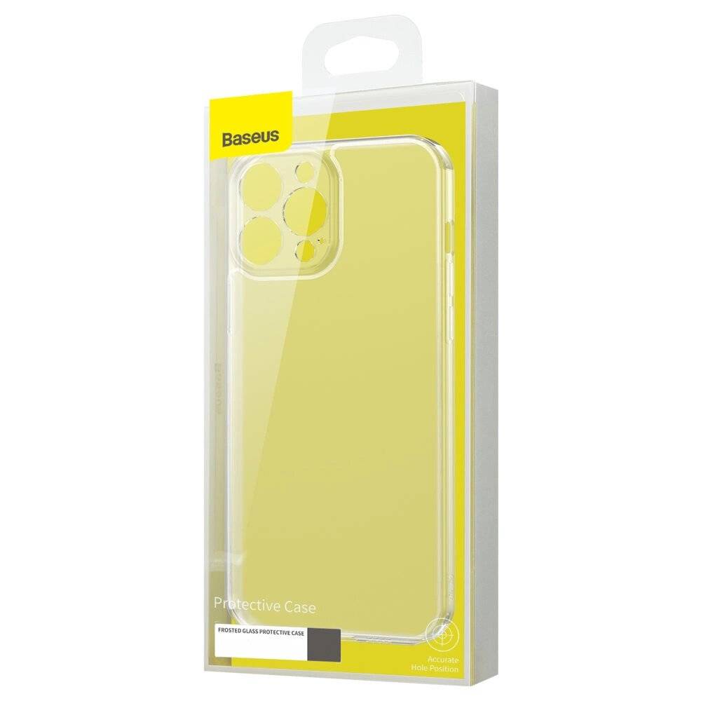 Baseus Frosted Glass Case Cover iPhone 13 Pro Max Hardcover Gelrahmen Transparent ARWS000802