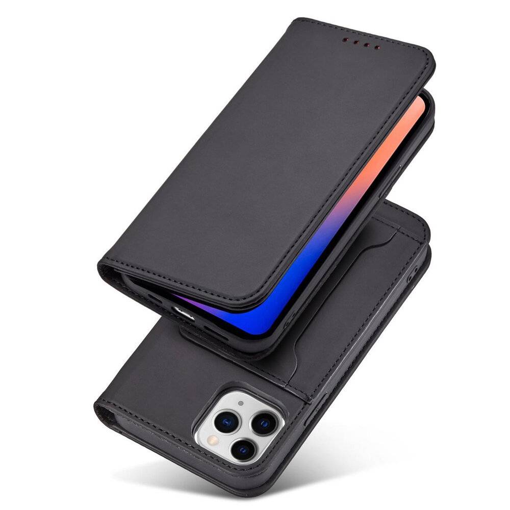 Magnetkartenhülle iPhone 12 Pro Tasche Kartenetui Kartenhalter Schwarz