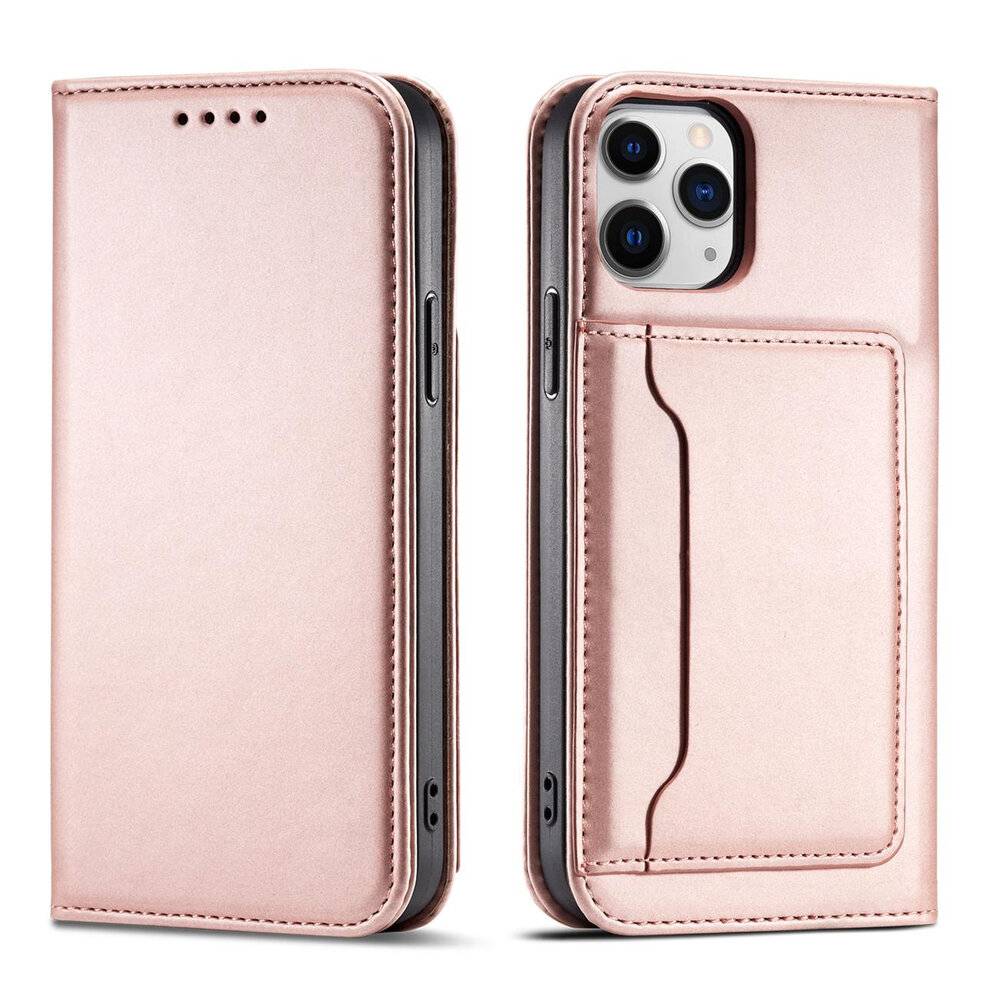 Magnetkartenhülle iPhone 12 Pro Max Tasche Kartenetui Kartenhalter Pink