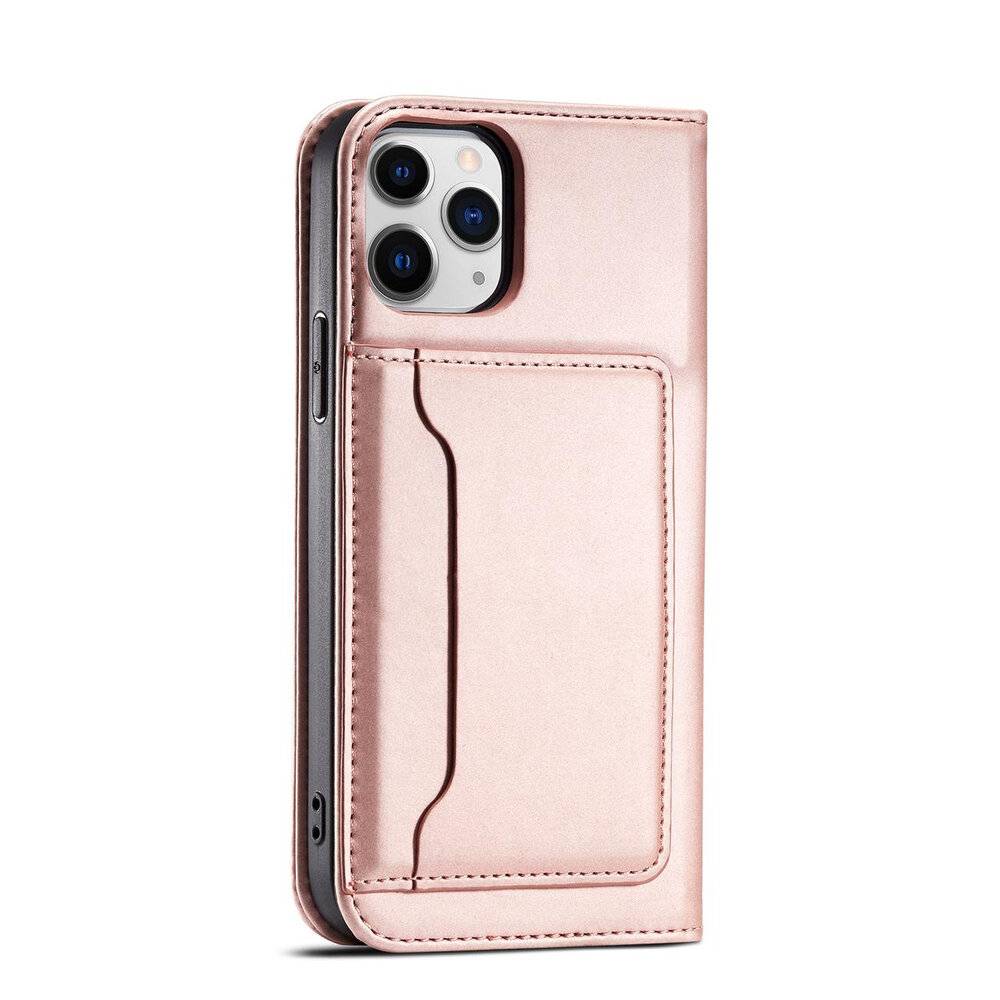 Magnetkartenhülle iPhone 12 Pro Max Tasche Kartenetui Kartenhalter Pink