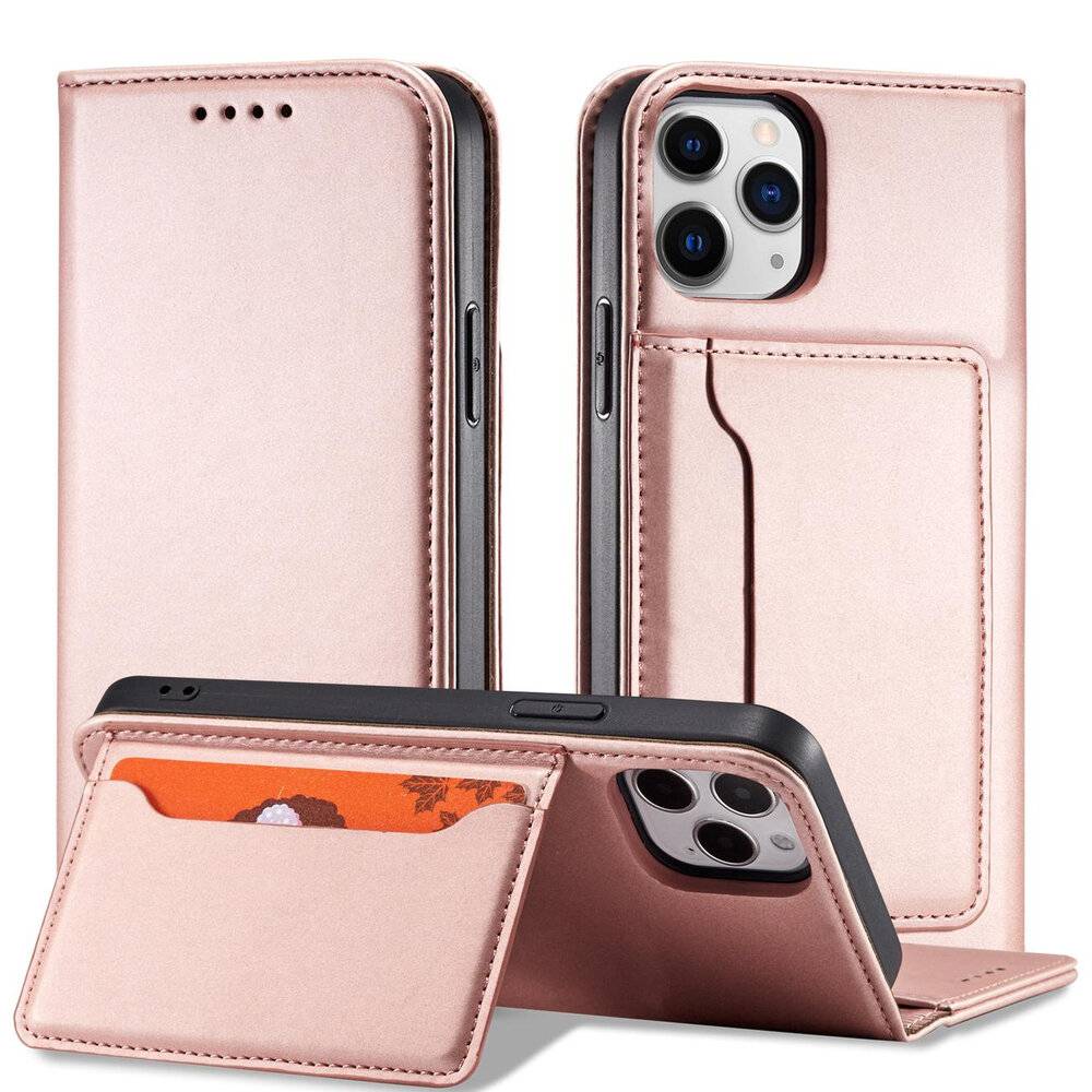 Magnetkartenhülle iPhone 12 Pro Max Tasche Kartenetui Kartenhalter Pink