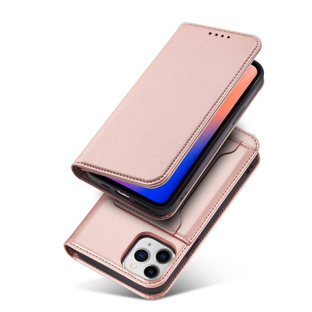 Magnetkartenhülle iPhone 12 Pro Max Tasche Kartenetui Kartenhalter Pink