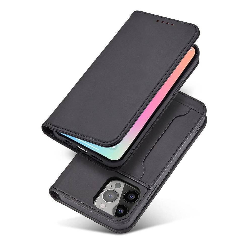 Magnetkartenhülle iPhone 13 Pro Tasche Kartenetui Kartenhalter Schwarz