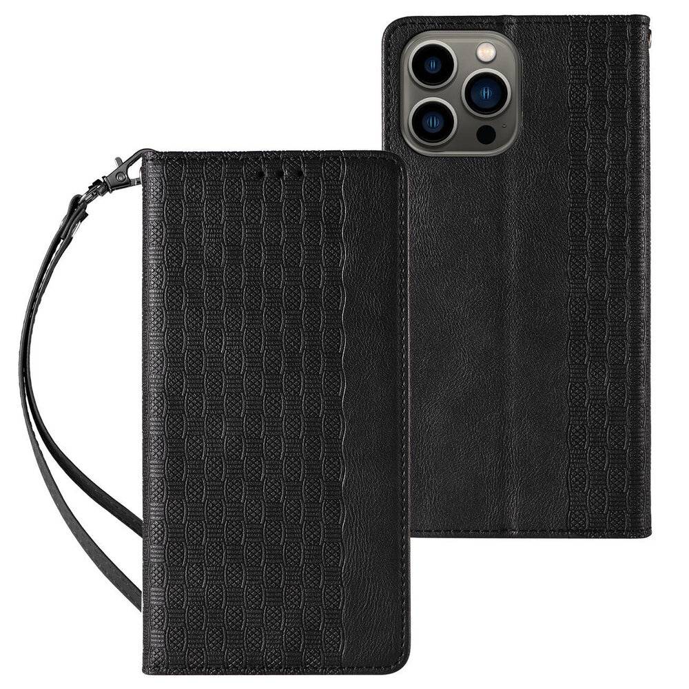 Magnet Strap Case iPhone 12 Pro Max Tasche Wallet + Mini Lanyard Pendant Schwarz