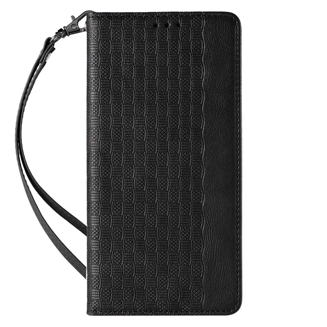 Magnet Strap Case iPhone 14 Flip Wallet Mini Lanyard Ständer Schwarz