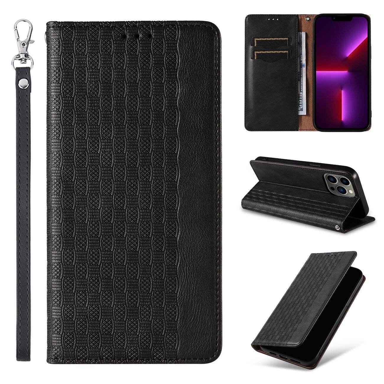 Magnet Strap Case iPhone 13 Pro Pouch Wallet + Mini Lanyard Pendant Schwarz