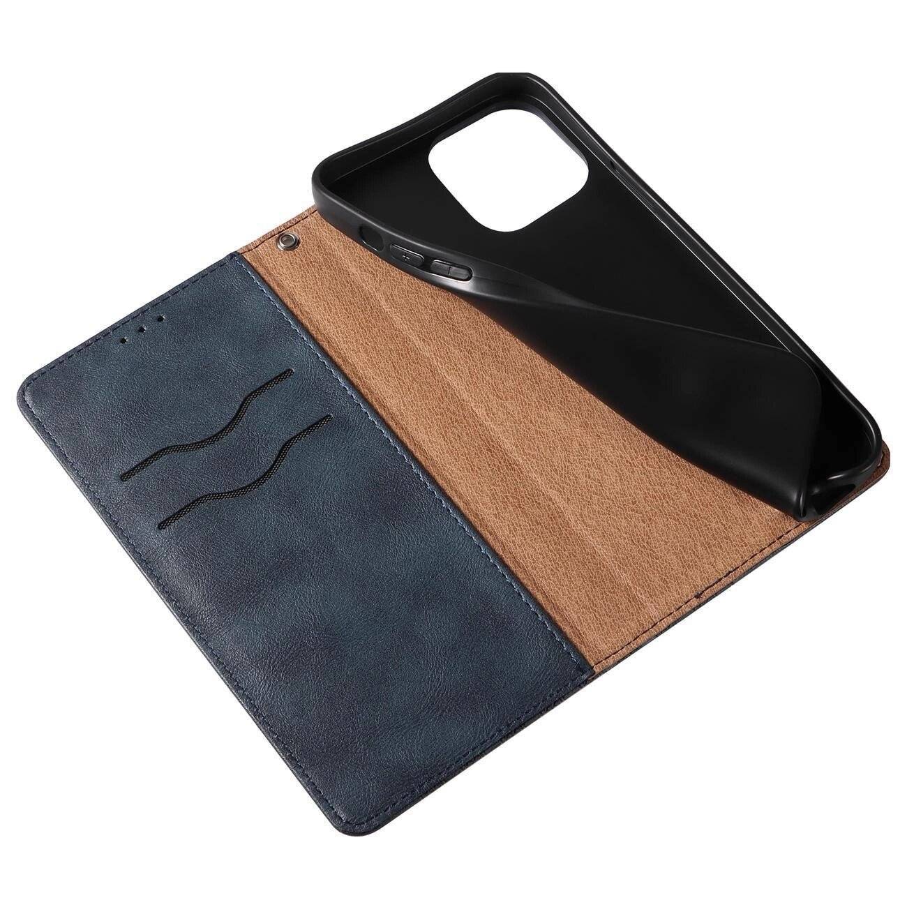 Magnet Strap Case iPhone 13 Pro Pouch Wallet + Mini Lanyard Pendant Blau