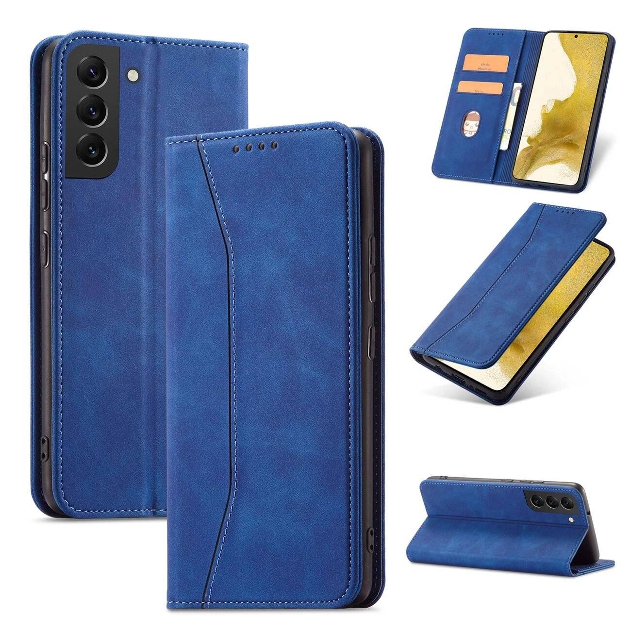 Magnet Fancy Case Cover Samsung Galaxy S22 + Plus Tasche Brieftasche Kartenhalter Blau