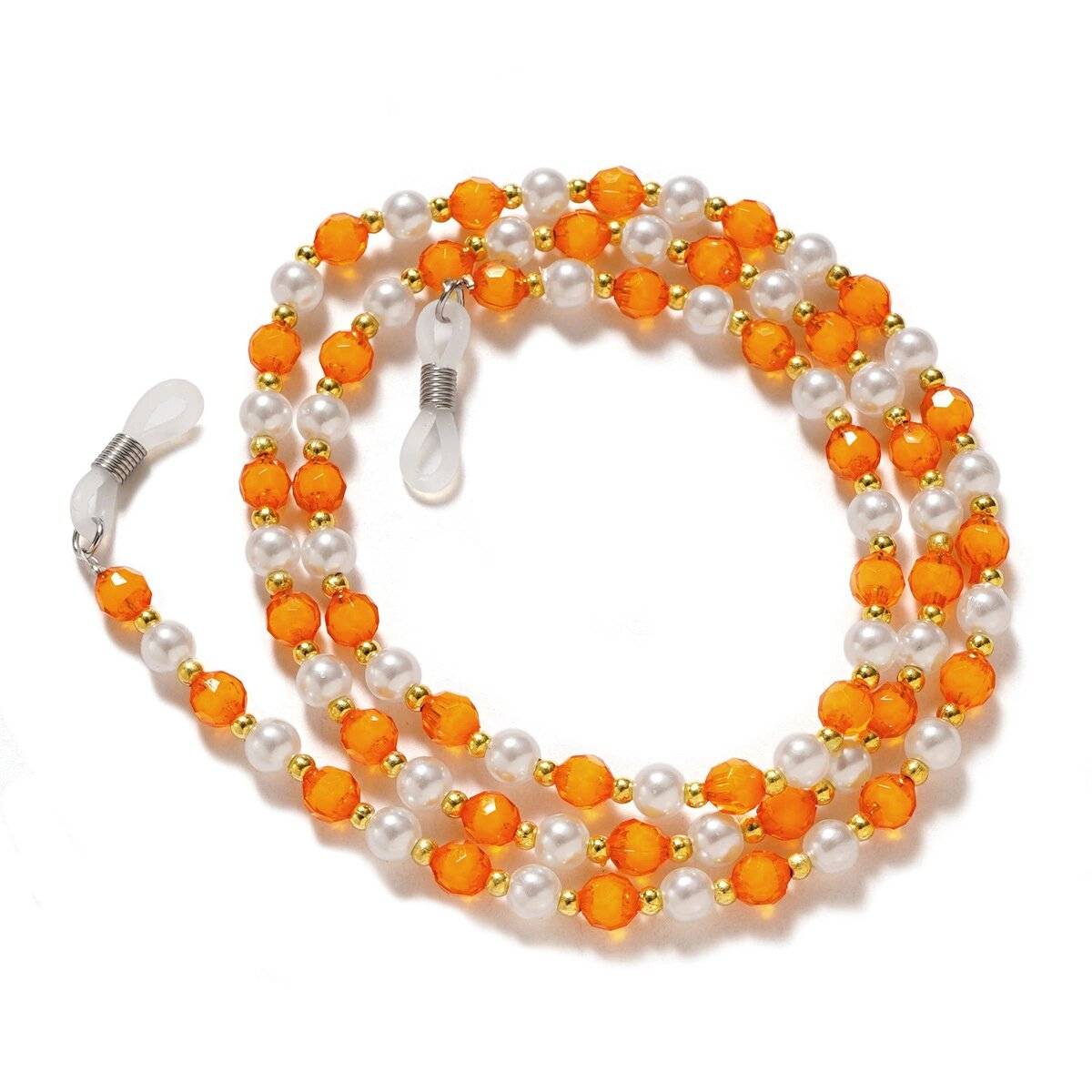 Kette Gläser, Perlen, orangefarbener Anhänger