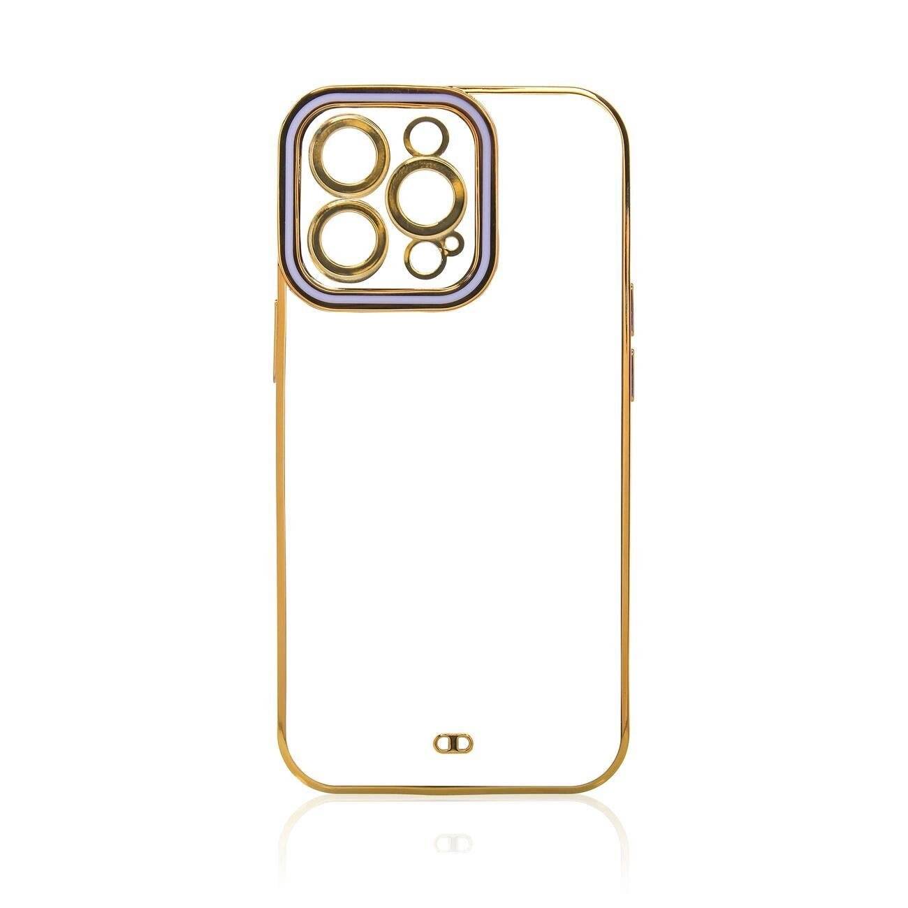 Fashion Case Samsung Galaxy A12 5G Gold Frame Gel Cover Lila