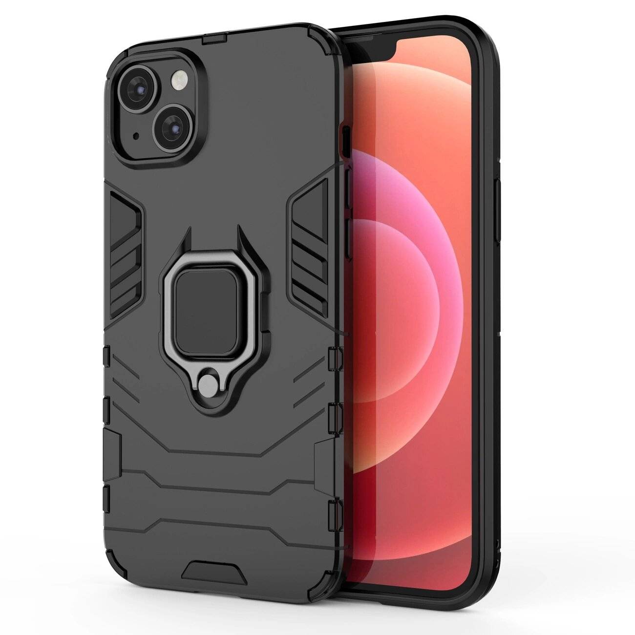 Ring Armor Hülle iPhone 14 gepanzerte magnetischer Haltering schwarz