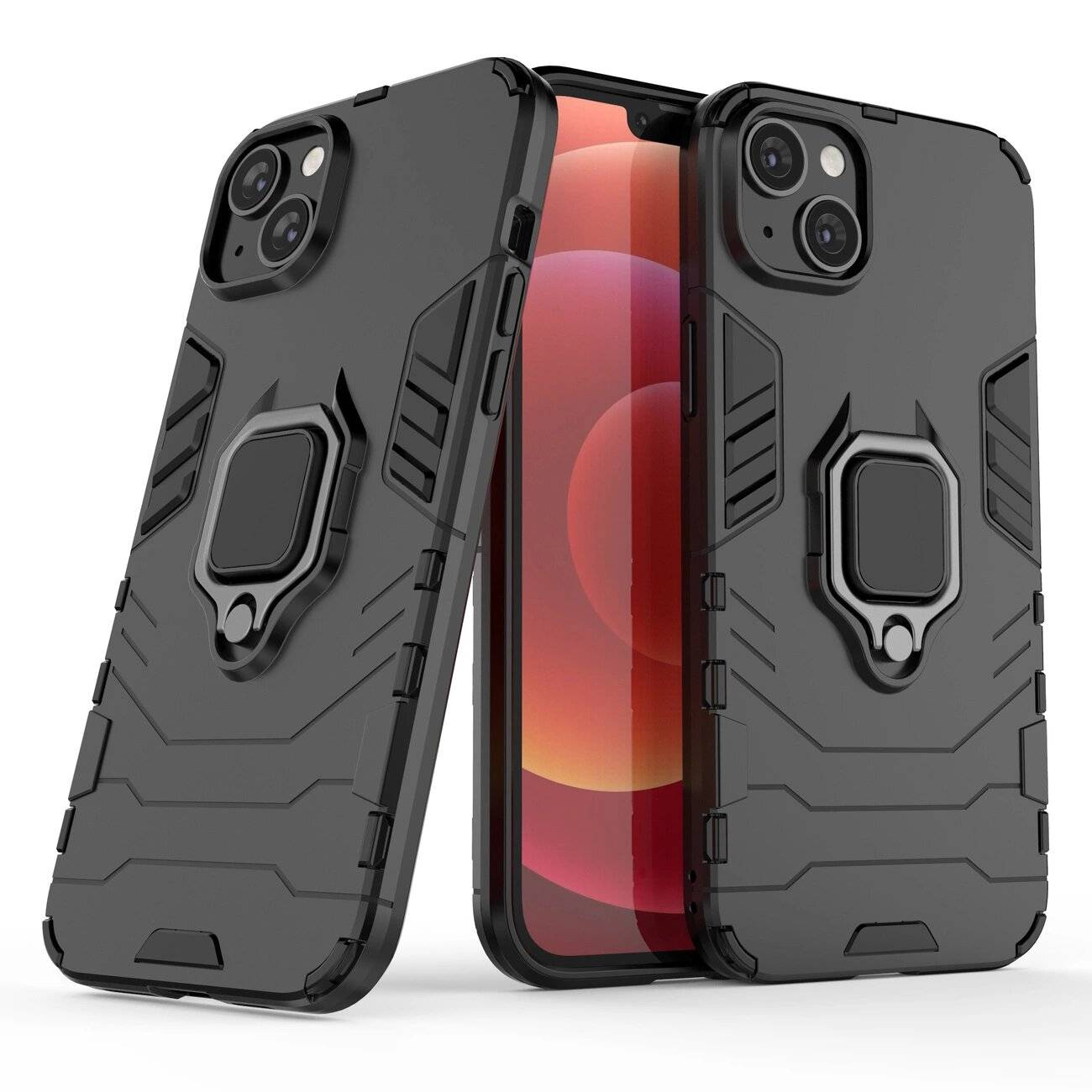Ring Armor Hülle iPhone 14 gepanzerte magnetischer Haltering schwarz