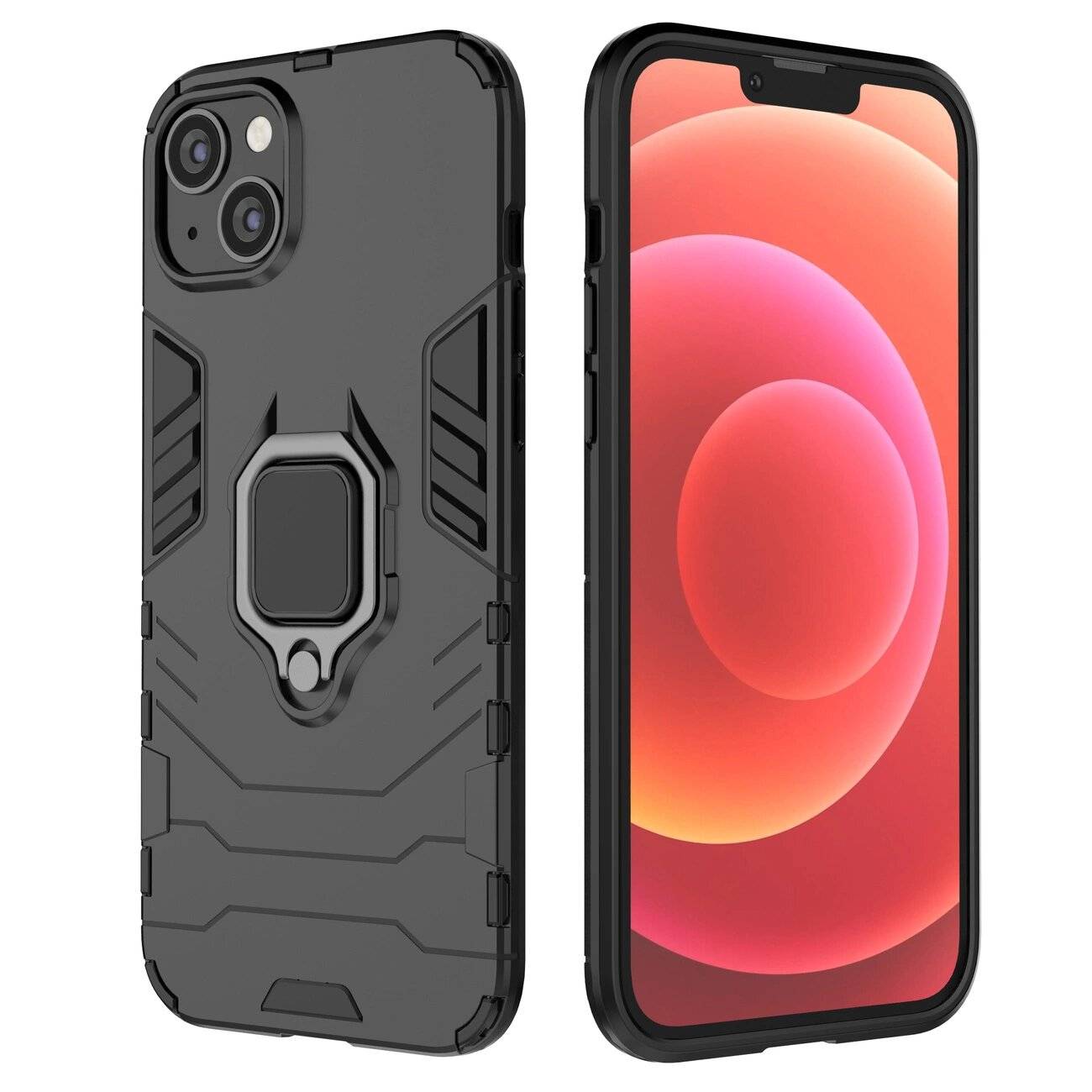 Ring Armor Hülle iPhone 14 gepanzerte magnetischer Haltering schwarz