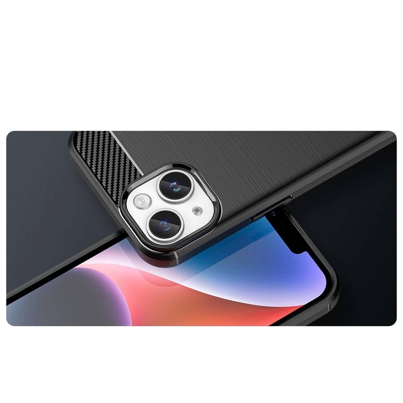 Carbon Case iPhone 14 Hülle flexible Gel Rückseite blau