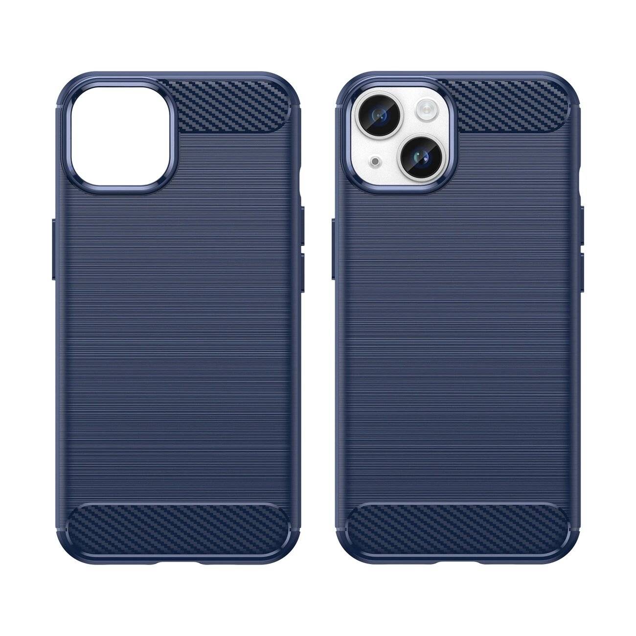 Carbon Case iPhone 14 Hülle flexible Gel Rückseite blau