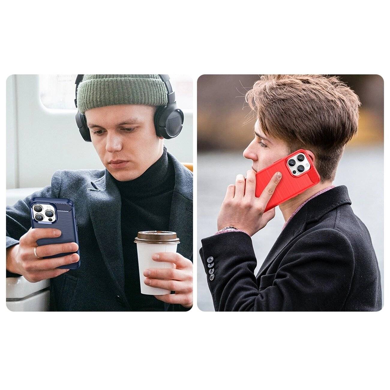 Carbon Case iPhone 14 Pro flexible Gel-Rückseite blau