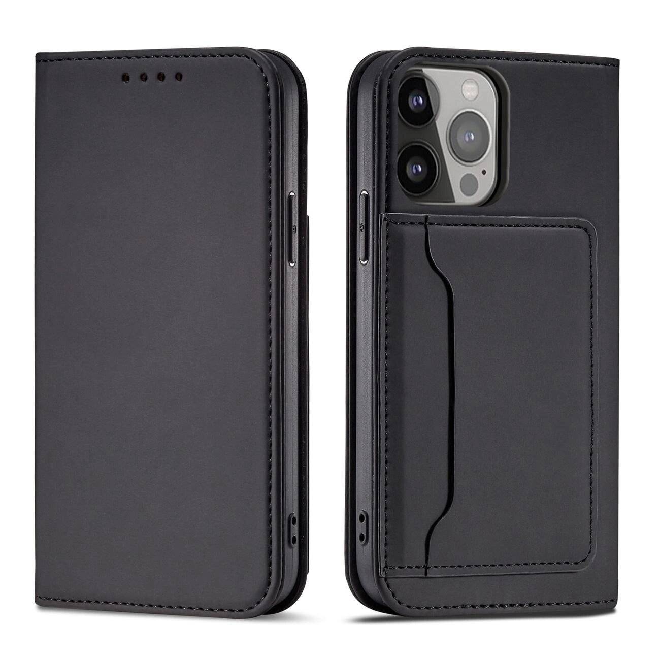 Magnet Card Case Hülle iPhone 14 Pro Max Flip Cover Wallet Stand schwarz