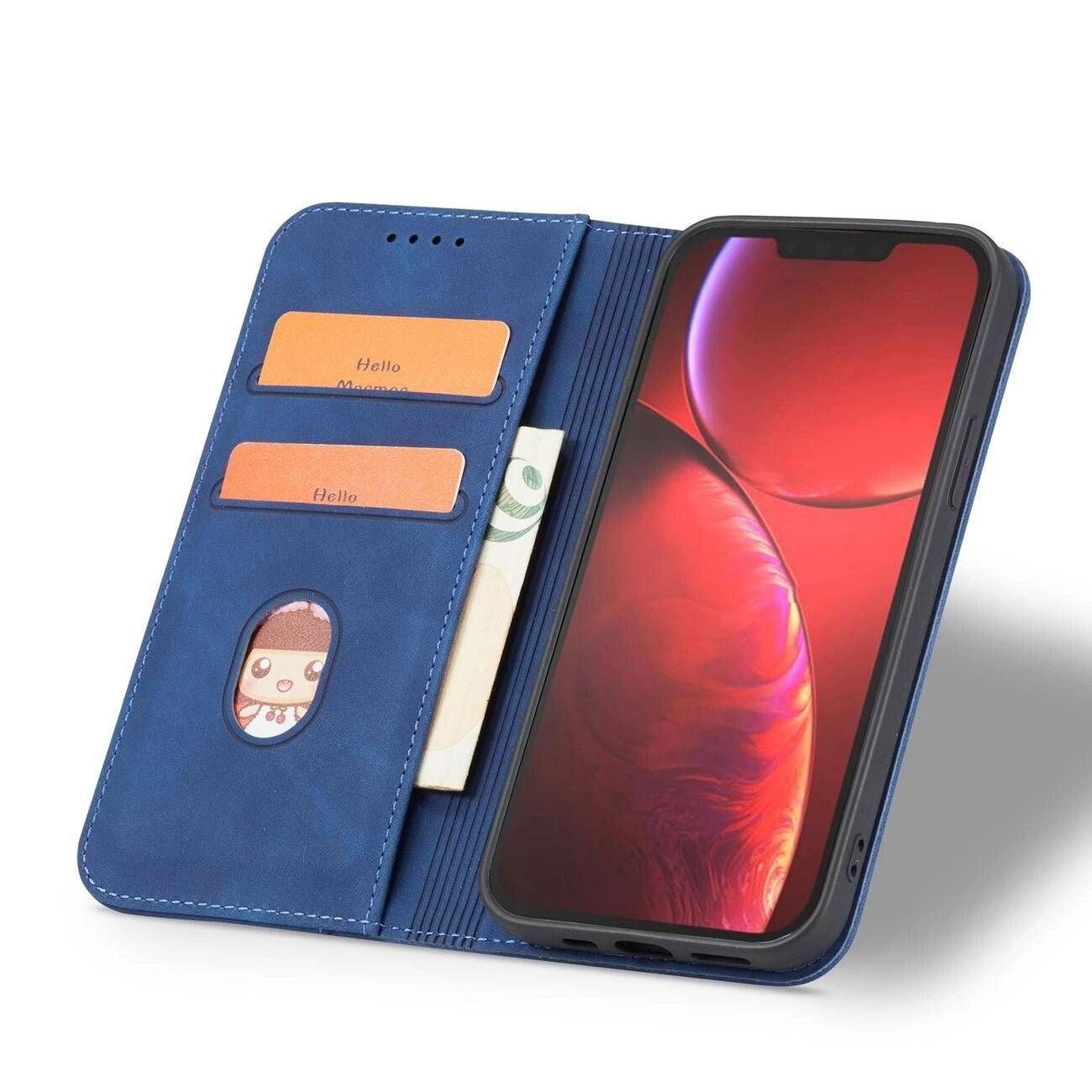 Magnet Fancy Case Hülle iPhone 14 Pro Max Flip Wallet Ständer blau