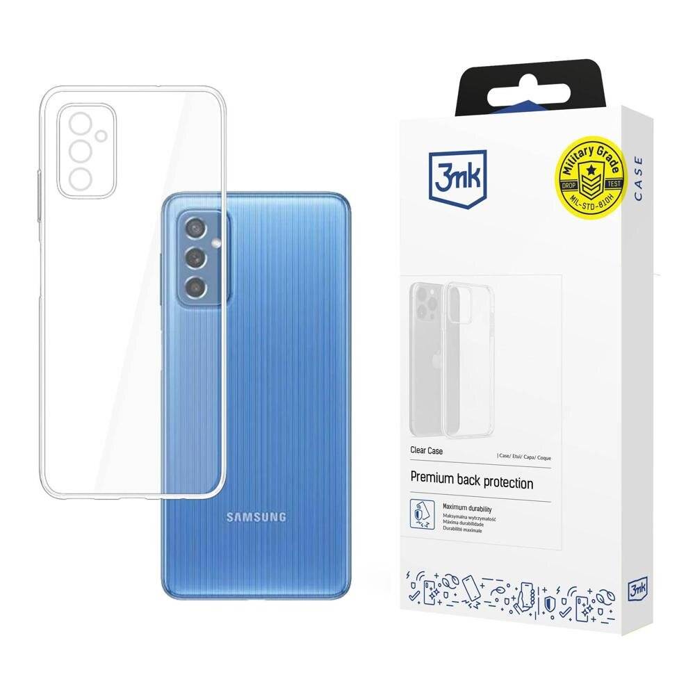 Klare Handyhülle neben einem blauen Smartphone; Verpackung hebt „Premium-Rückenschutz" und „maximale Haltbarkeit"" hervor.