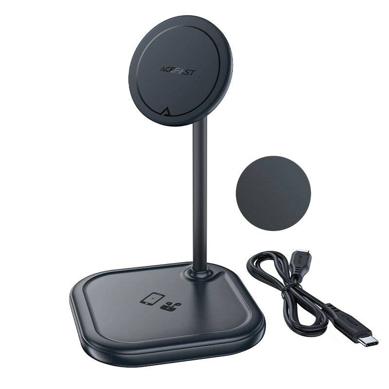 Acefast 15W Qi Wireless Charger iPhone MagSafe Apple AirPods Ständerhalter Magnethalter grau E6