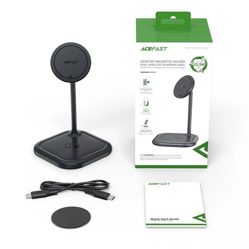 Acefast 15W Qi Wireless Charger iPhone MagSafe Apple AirPods Ständerhalter Magnethalter grau E6