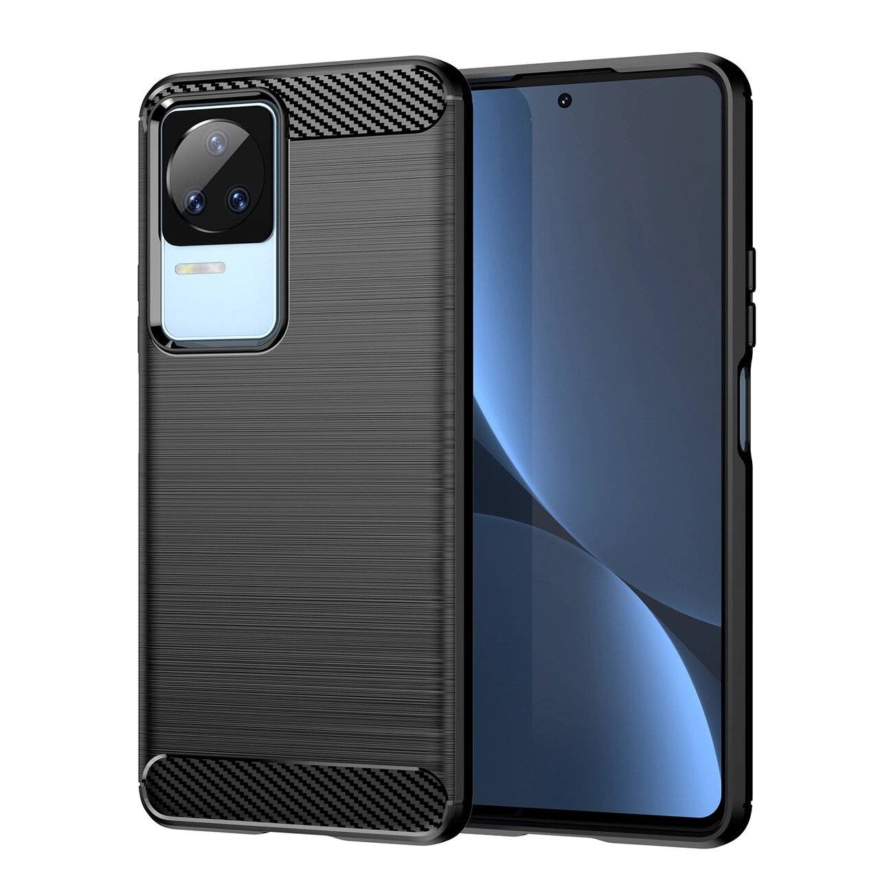 Carbon Case Xiaomi Poco F4 5G flexible Silikon-Carbon-Hülle schwarz