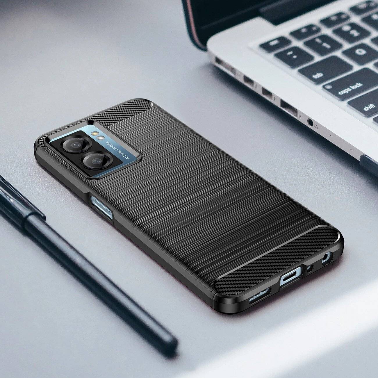 Carbon Case Xiaomi Poco F4 5G flexible Silikon-Carbon-Hülle schwarz