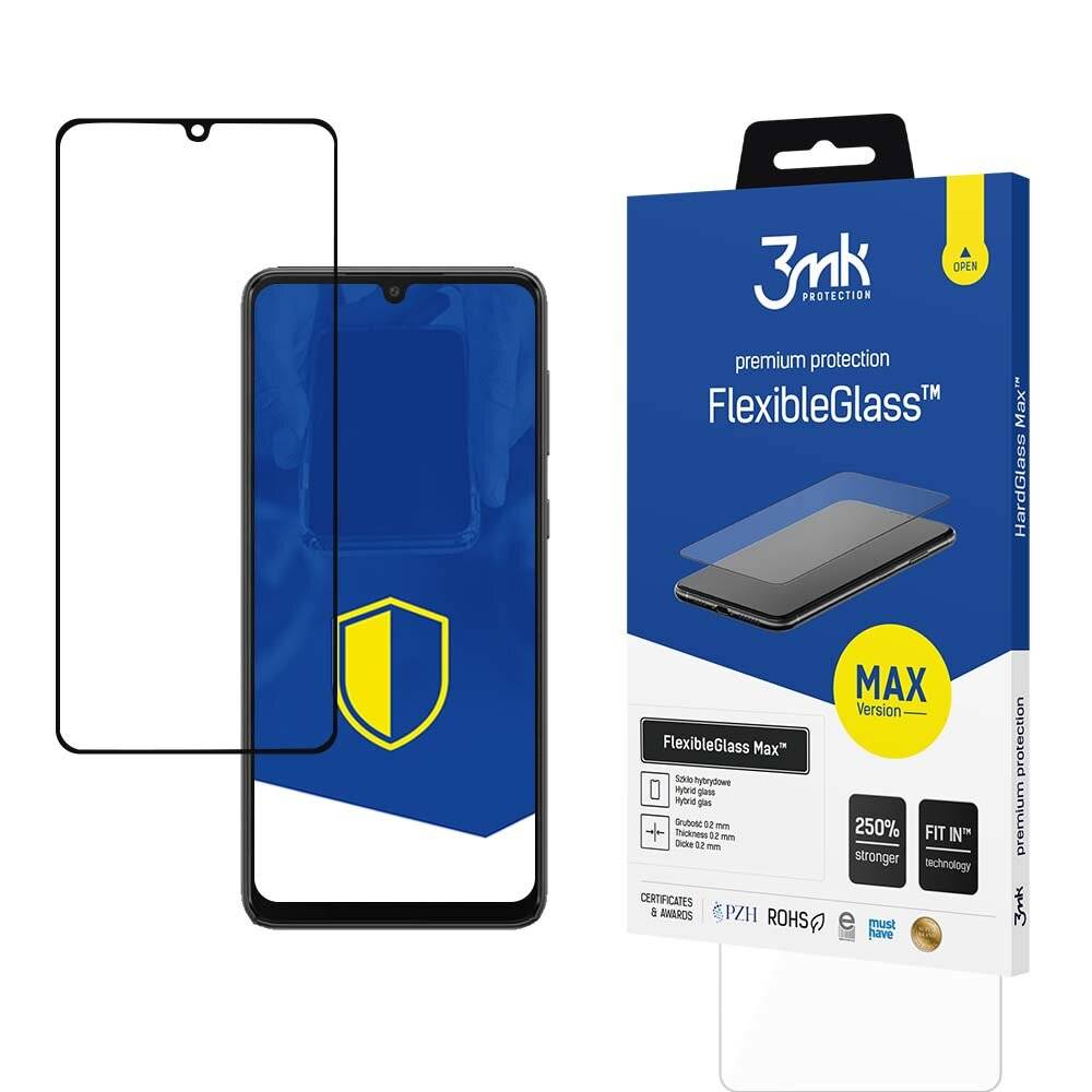 Verpackung des 'FlexibleGlass Max' Displayschutzfolien mit einem Bild eines Smartphones, das ein Schildsymbol anzeigt, und das Schutz betont.
