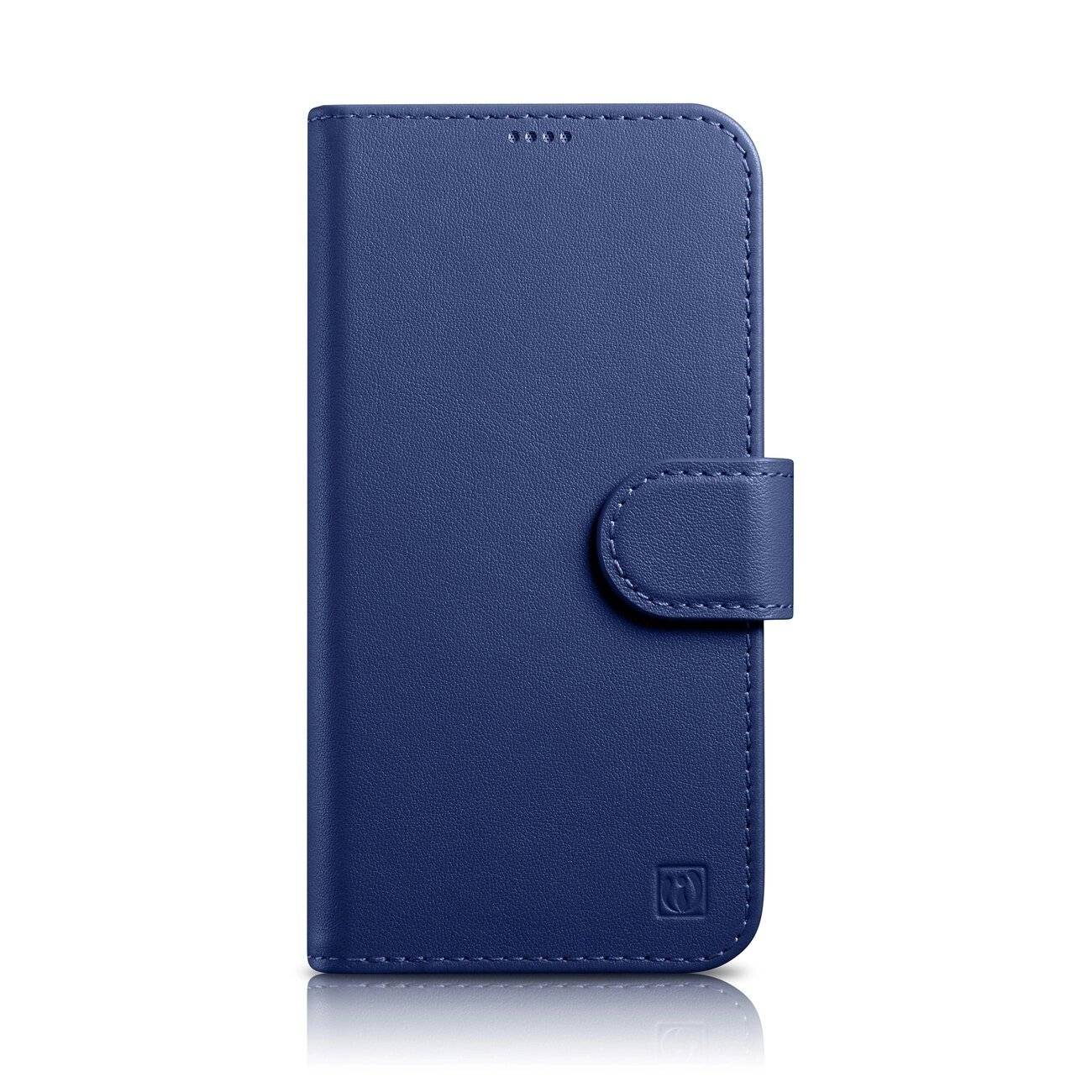 iCarer Wallet Case 2in1 Cover iPhone 14 Pro Leder Flip Anti-RFID blau WMI14220726-BU