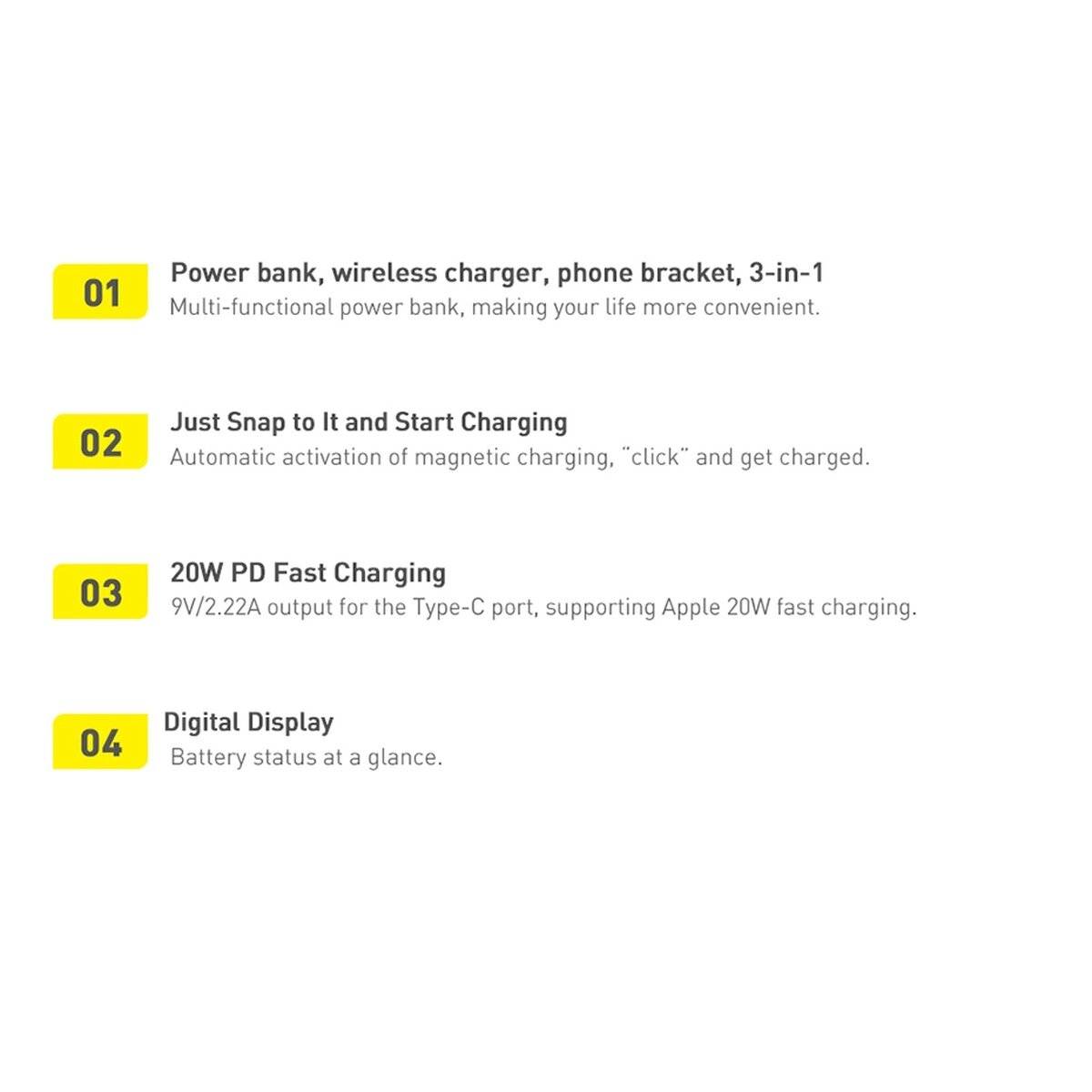 Baseus Magnetic Bracket 10000mAh 20W Powerbank MagSafe - dunkelblau + USB-C-Kabel 60W 0,5m