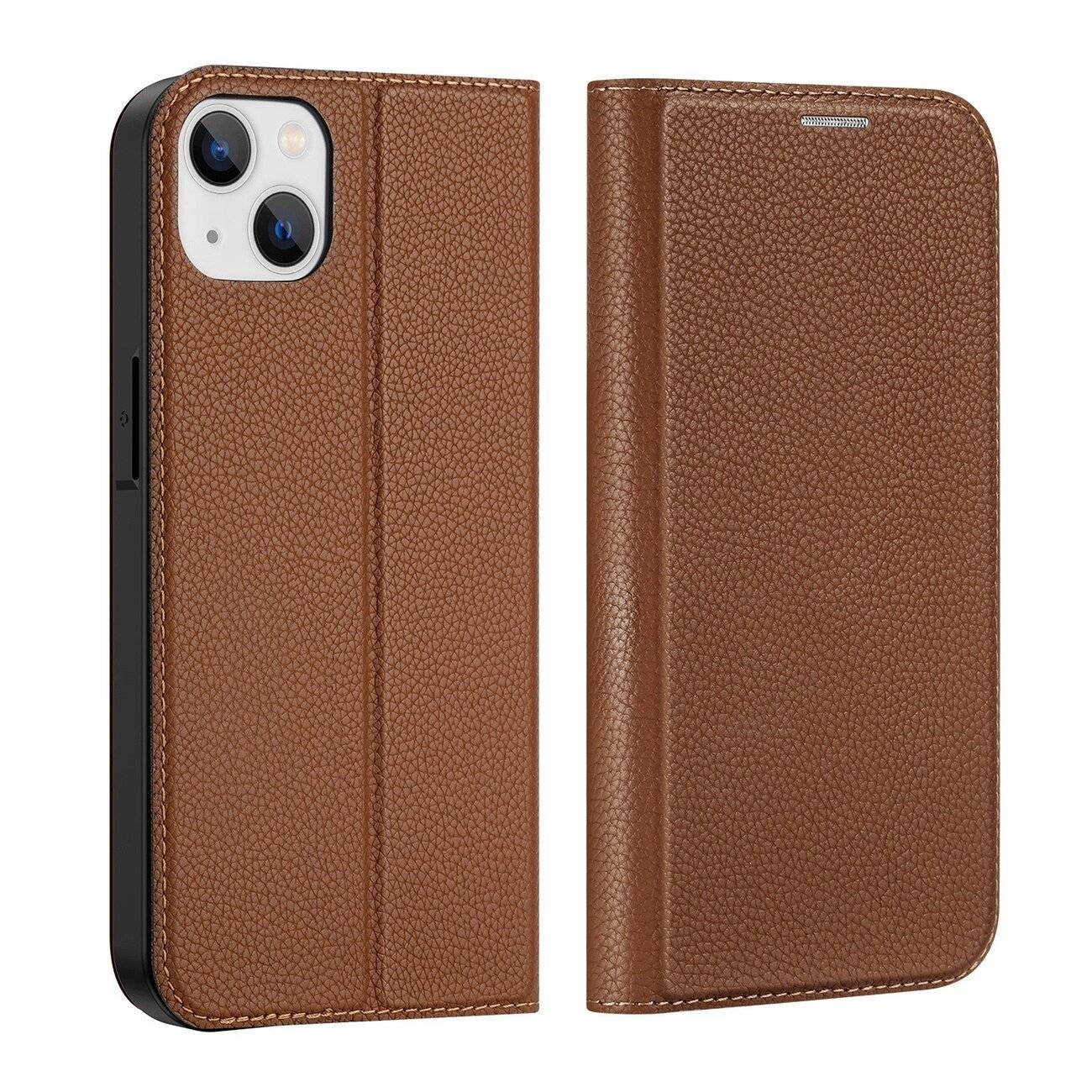 Dux Ducis Skin X2 Hülle iPhone 14 Plus Magnetklappe braun