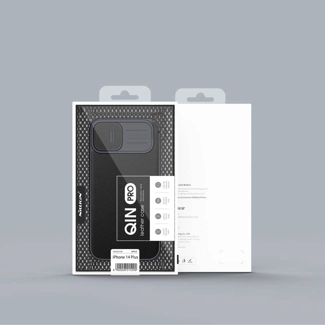 Nillkin Qin Cloth Pro Case Hülle iPhone 14 Plus Kamera Cover Holster Flip Blau