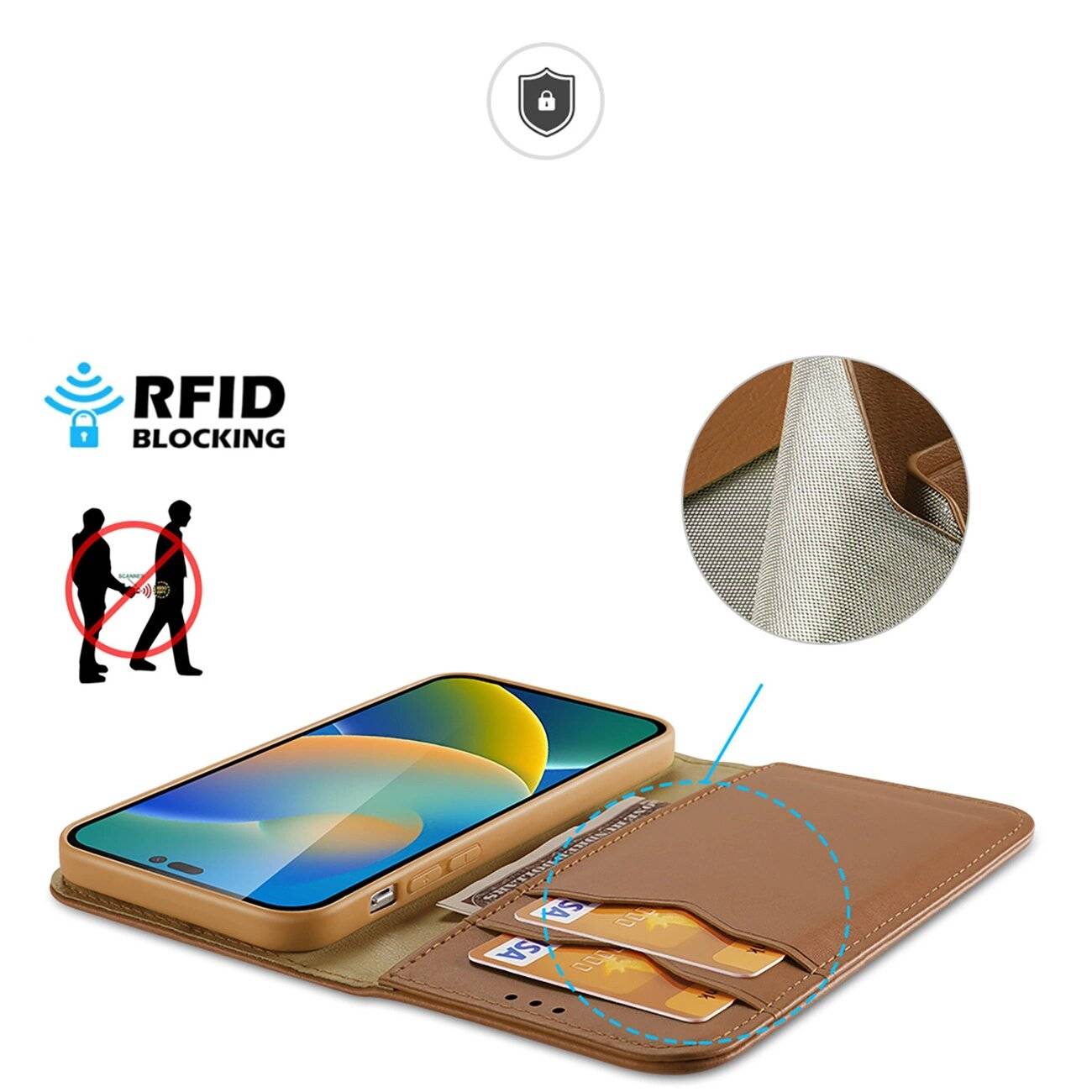 Dux Ducis Hivo echt Leder booktype case schutzhülle aufklappbare hülle iPhone 14 Pro Max braun