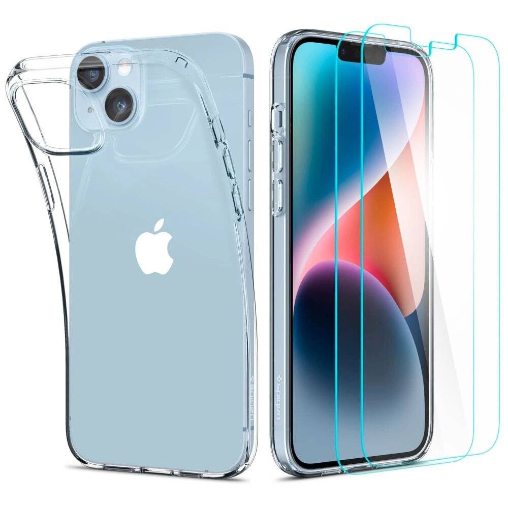 Set Spigen Crystal-Hülle gehärtetem Glas iPhone 14 Plus – transparent