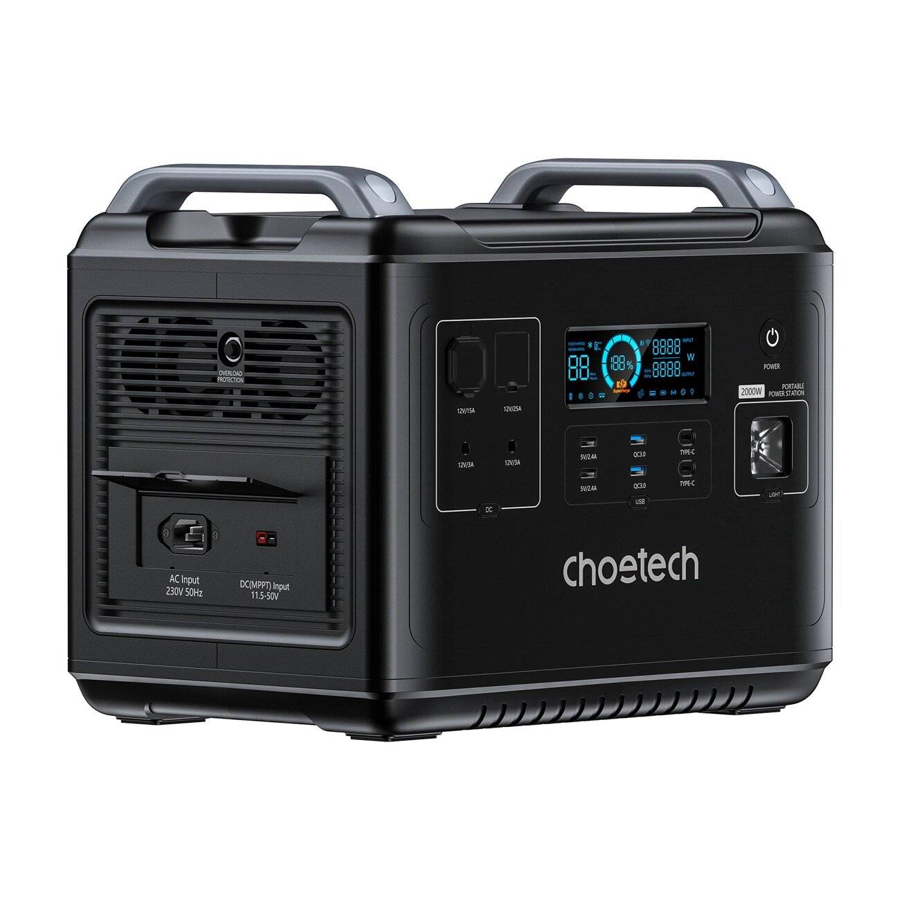 Choetech tragbares Kraftwerk LiFePO4 1997Wh 2000W Powerbank schwarz BS006 Super Mini