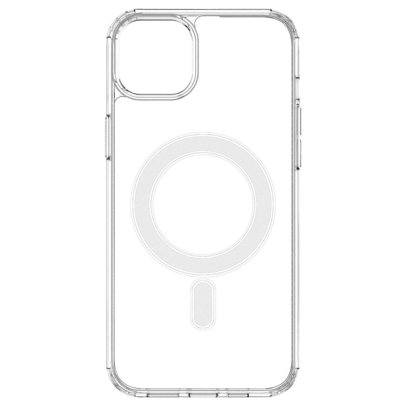 Klare magnetische Hülle MagSafe iPhone 14 Plus silbernem Ring – transparent