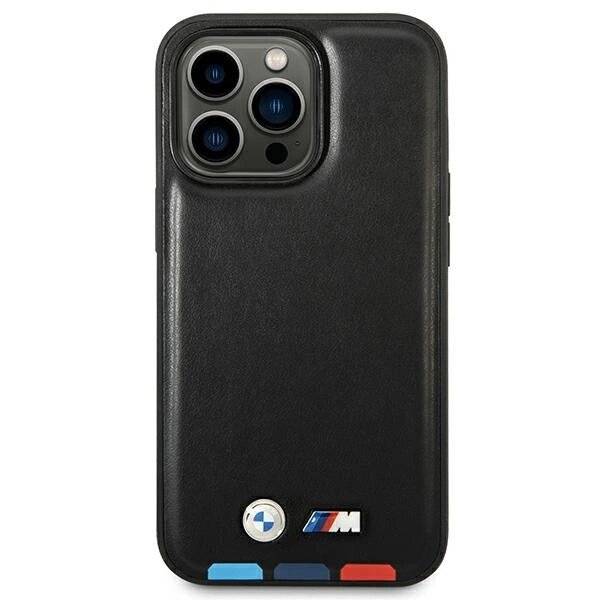 Hülle BMW BMHMP14L22PTDK iPhone 14 Pro 6.1″schwarz / schwarz Leder Stamp Tricolor Magsafe